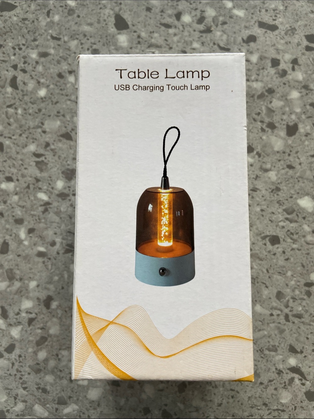 USB Charging Touch Table Lamp - Amber Glass with Light Blue Base